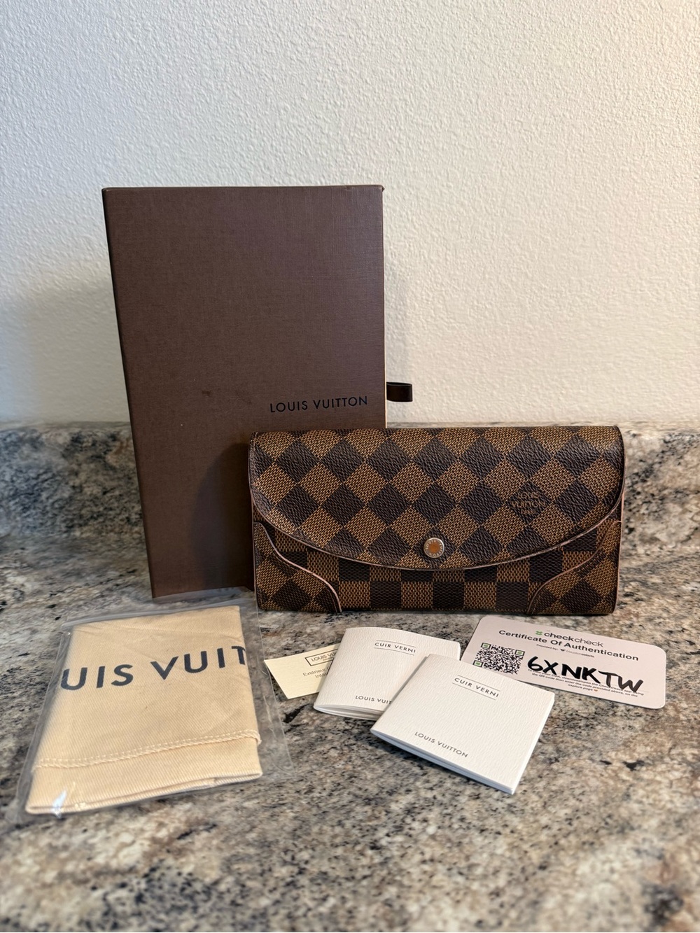 Louis Vuitton Damier Ebene Wallet (full set w/ COA)